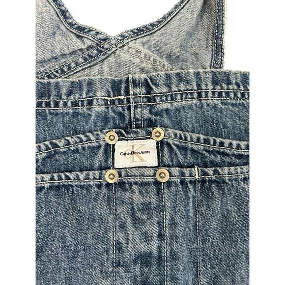 Vintage Y2K Calvin Klein Cropped Denim Carpenter Overalls Women's size Medium - Picture 5 of 15
